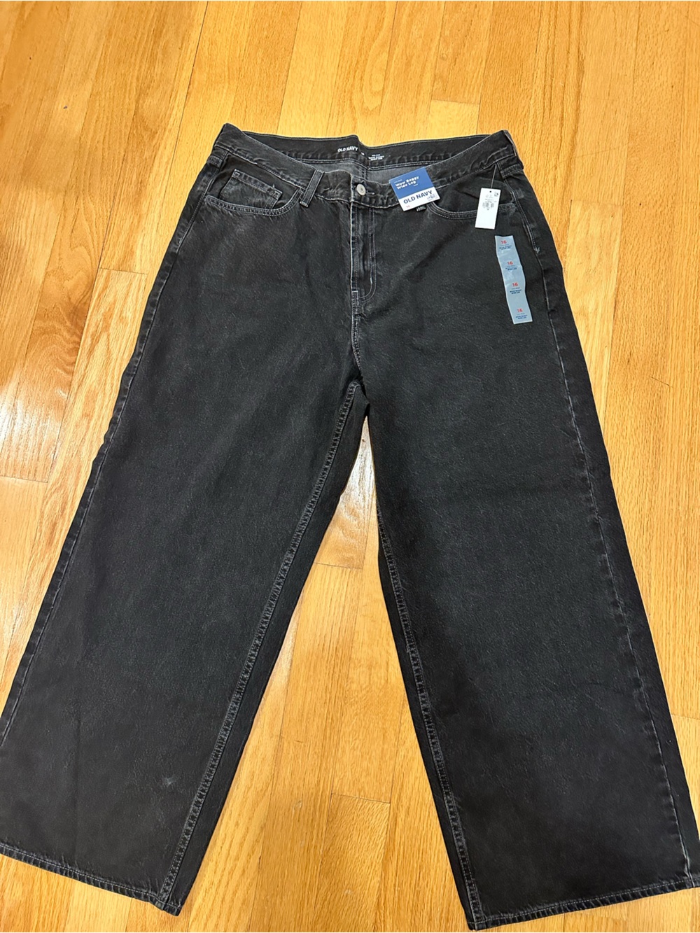 Old Navy Wow Baggy Wide Leg Jeans Washed Black Size 16 NWT